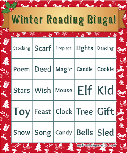 Winter reading Bingo card