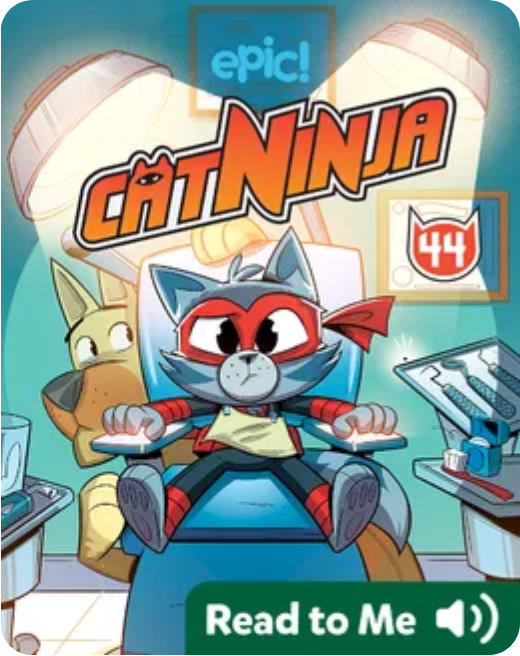 Cat Ninja new book release – Dial D for Detonator cover on Epic Read-To-Me books for kids.