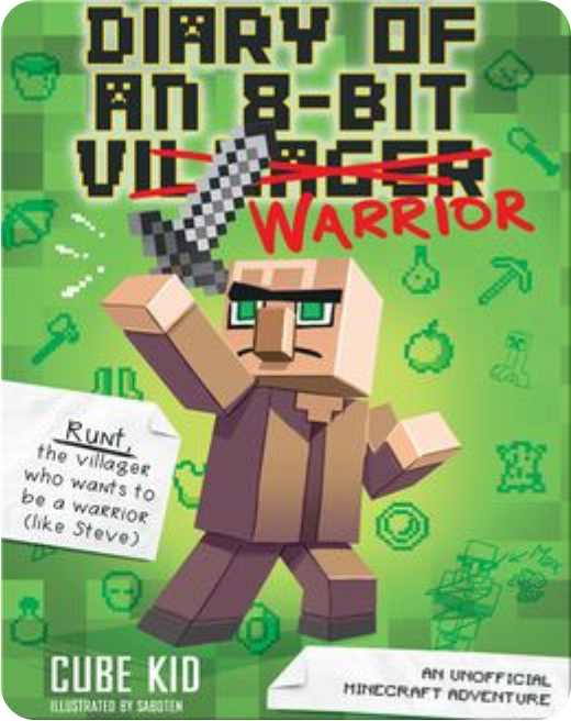 Diary of an 8-Bit Warrior cover, Minecraft-inspired book for reluctant readers