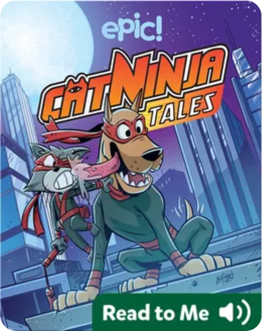 Cat Ninja Tales comic cover, action-packed graphic novel for kids