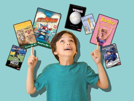 Hero image showing a colorful stack of September book releases for kids on Epic, including Read-To-Me and educational titles.