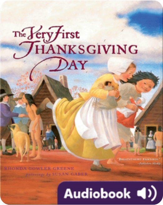 Audiobook cover of The Very First Thanksgiving Day, a children’s story about early Thanksgiving traditions
