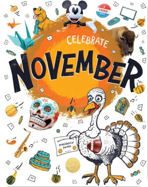 Book cover of Celebrate November, a nonfiction fall reading book for children