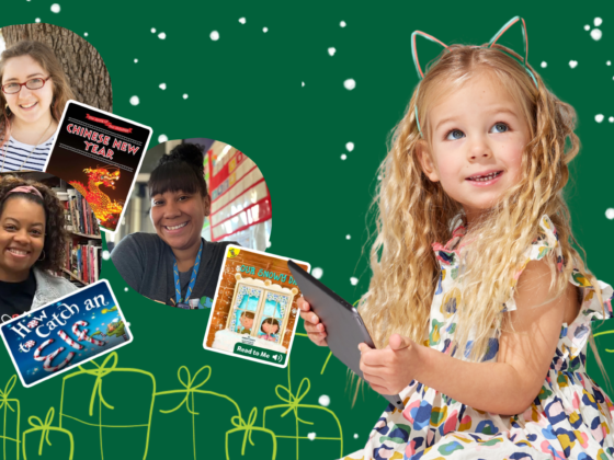 Holiday classroom activities themed around children’s books, featuring festive decorations and titles available on Epic.