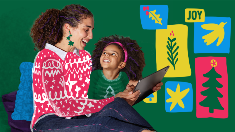 Family enjoying holiday reading at home with cozy family read-alouds