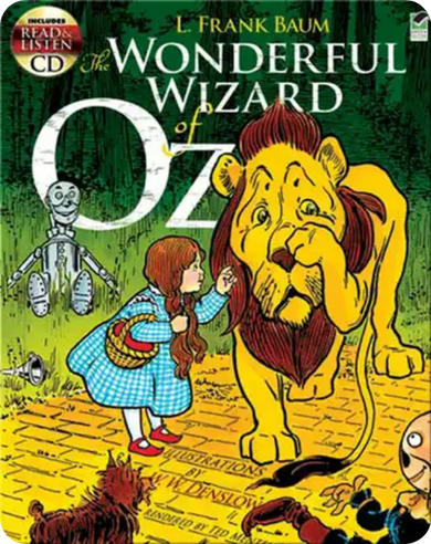 The Wonderful Wizard of Oz book cover featuring Dorothy and the Lion