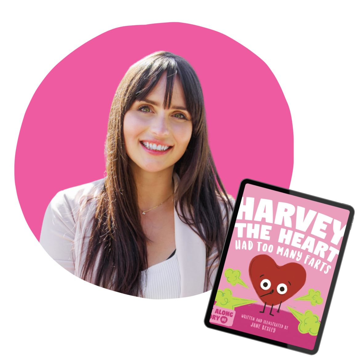Ambassador Amanda Sinnott with her book pick Harvey the Heart Had Too Many Farts by Jane Bexley for a fun, humor-filled read-aloud that reinforces rhyming and engages students.