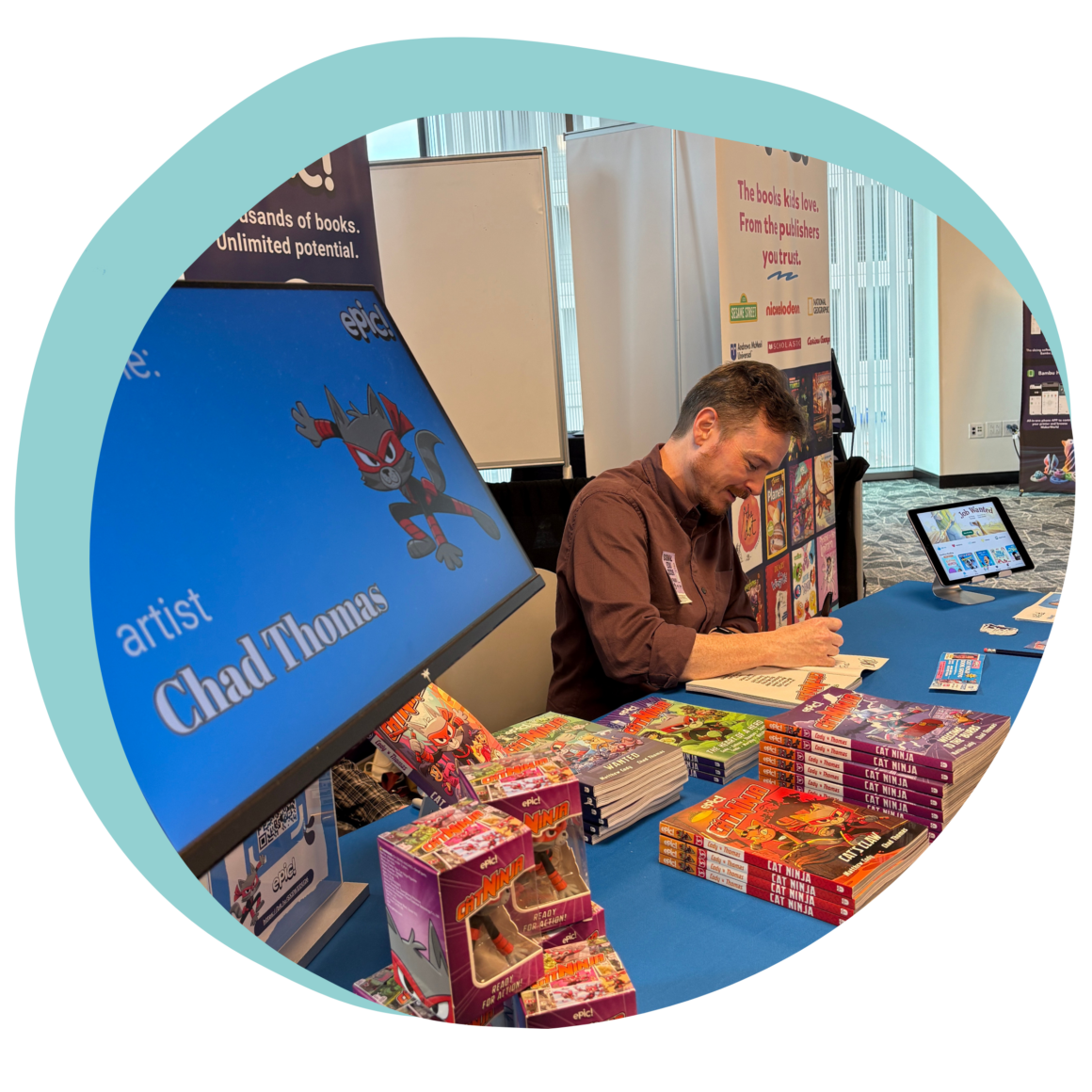 Chad Thomas Sketching Cat Ninja at SXSW EDU