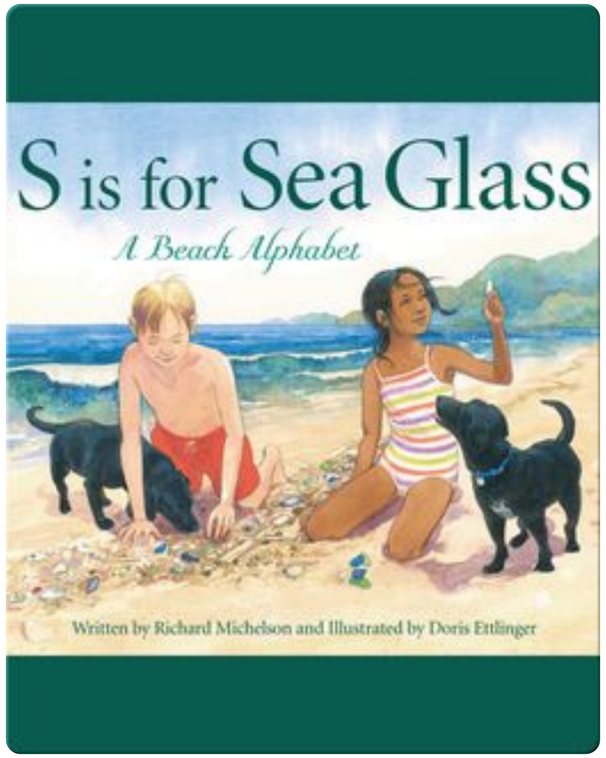 S Is for Sea Glass: A Beach Alphabet book cover by Richard Michelson, a children's picture book on Epic Books for Kids that inspires beachcombing and summer nature activities.