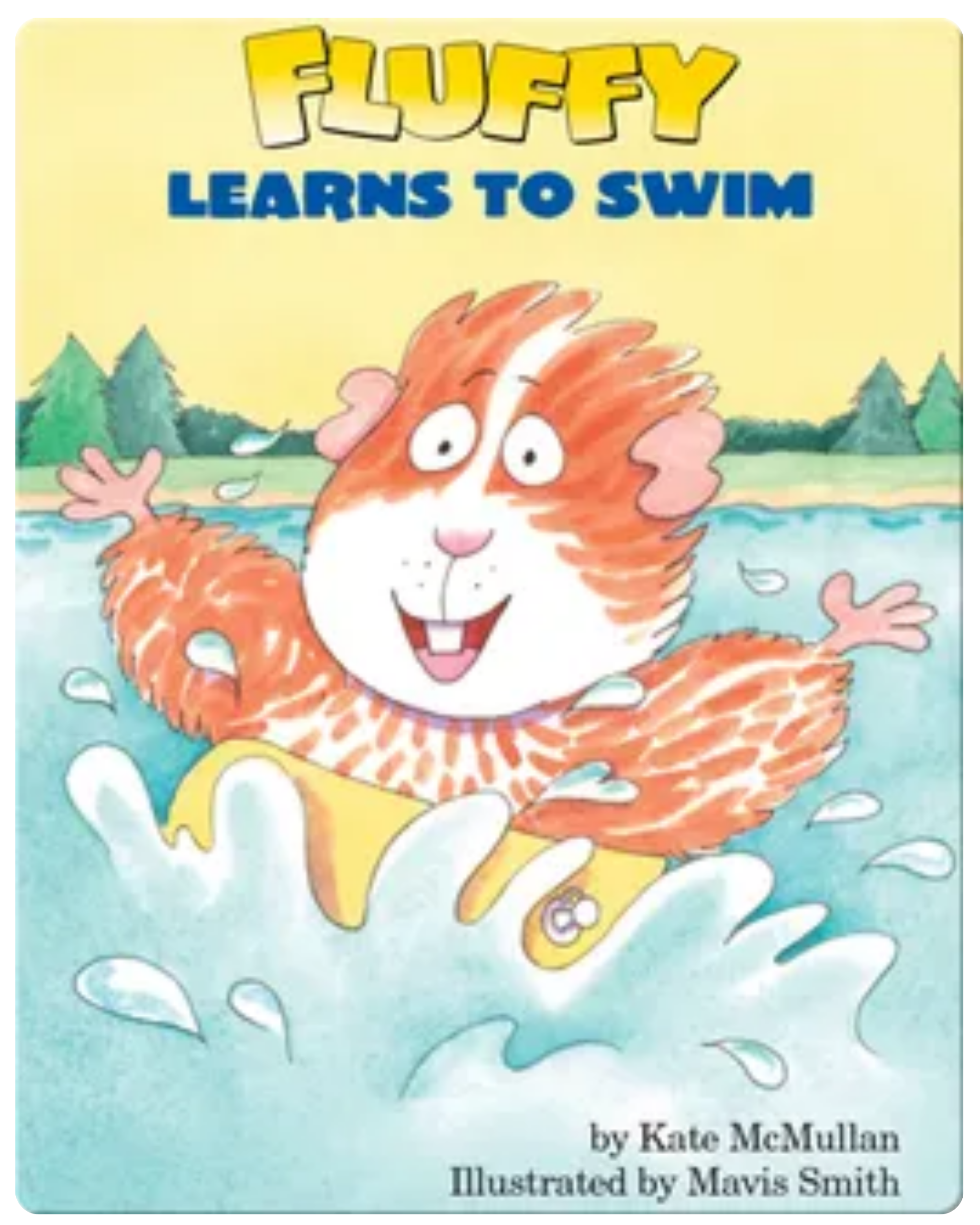 Fluffy Learns to Swim book cover by Kate McMullan, a children's picture book on Epic Books for Kids that encourages kids to build confidence in the water.