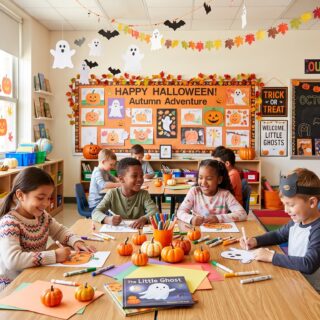 classroom with halloween decorations
