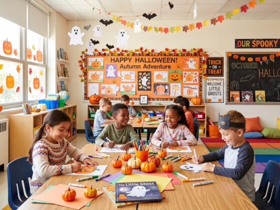classroom with halloween decorations